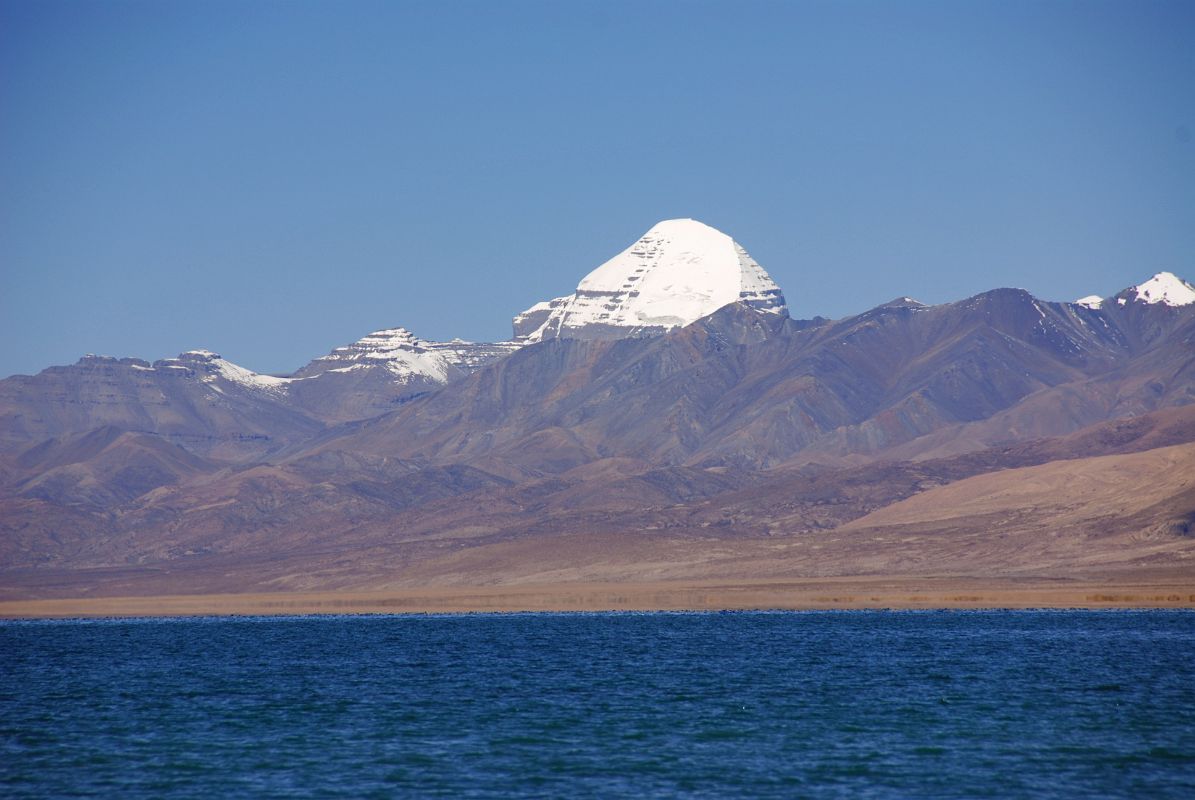 10 Mount Kailash And Lake Manasarovar From Seralung Gompa Mount Kailash close up across Lake Manasarovar from Seralung Gompa.